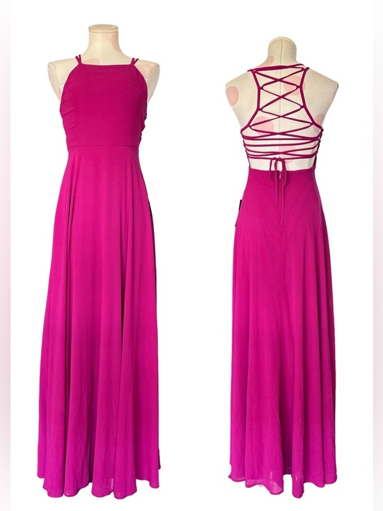 Lulus Dresses & Skirts - NWT Romantic Strappy To Be Here Magenta Lace-Up Maxi Dress - small